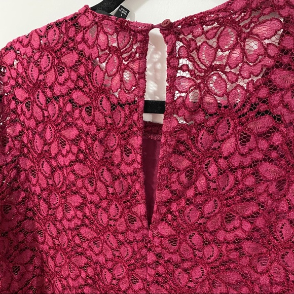 Talula Burgundy Lace Long Sleeve Shirt | Large - Picture 6 of 9